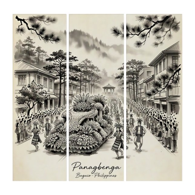 Panagbenga Festival Baguio Philippines Flower Fest Triptych (Front)