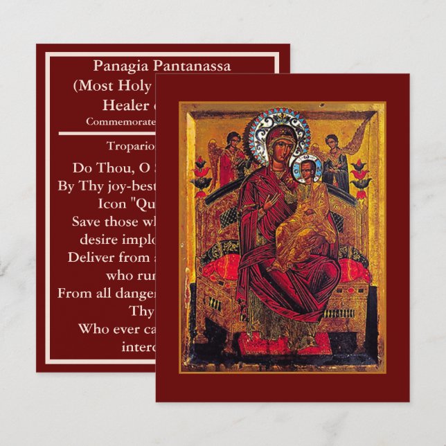 Panagia Pantanassa healer of cancer prayer card (Front/Back)