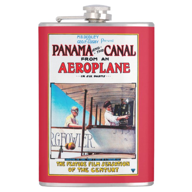 Panama and the Canal Aeroplane Movie Promo Poste Flask (Front)