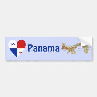 Panama Banner Heart + Map Bumper Sticker