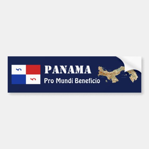 Panama Banner  Map Bumper Sticker