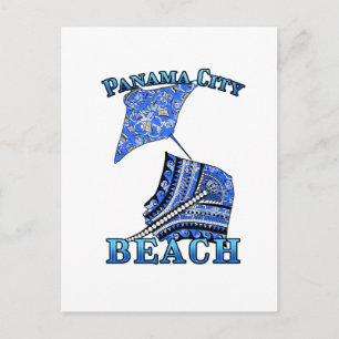 Panama Beach Florida Vacation Tribal Stingray Postcard