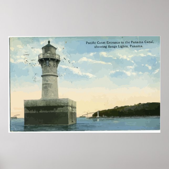 Panama Canal Showing Range Lights, Panama, Vintage Poster (Front)
