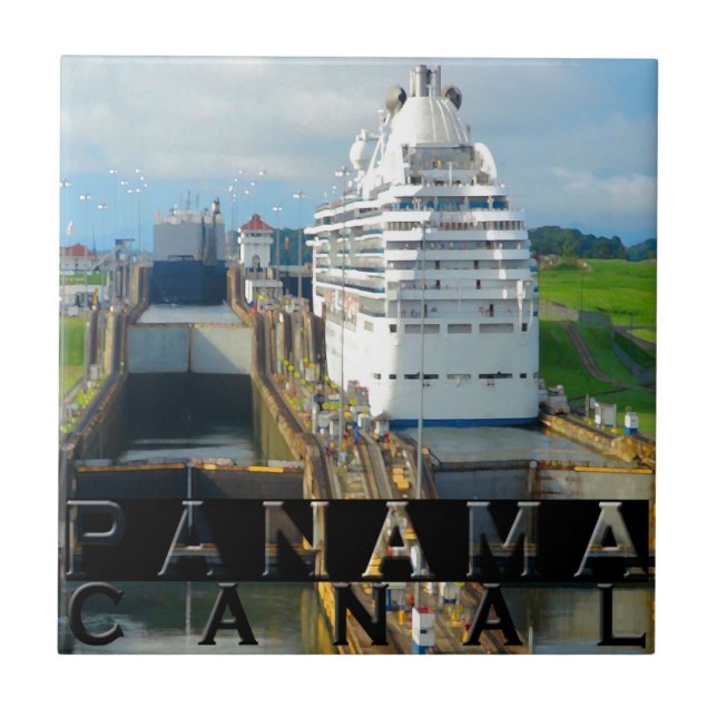 Panama Canal Souvenir Ceramic Tile (Front)