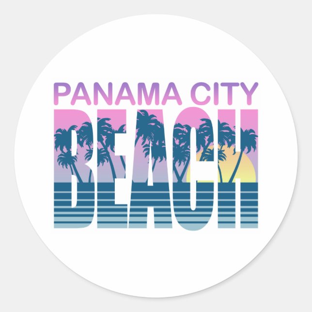 Panama City Beach Classic Round Sticker (Front)