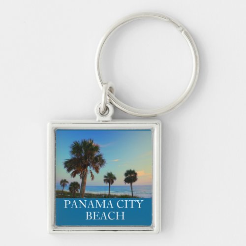 Panama City Beach FL Palm Tree Sunset Keyring