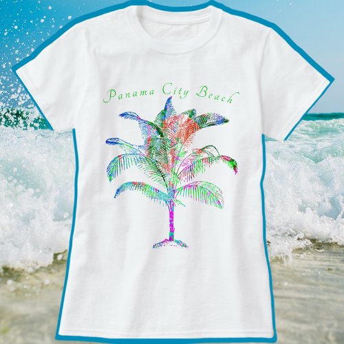 Panama City Beach Florida Colorful Bright Palm T_S T_Shirt