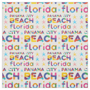 Panama City Beach, Florida. Colorful Text Pattern Fabric