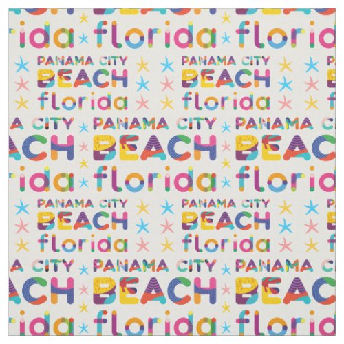 Panama City Beach Florida Colorful Text Pattern Fabric