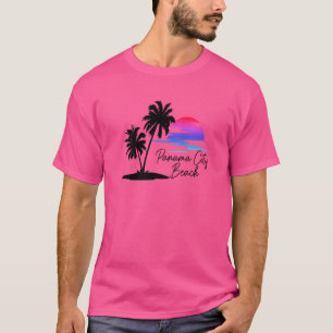Panama City Beach Florida Fl Vintage Sunset Palm T T-Shirt