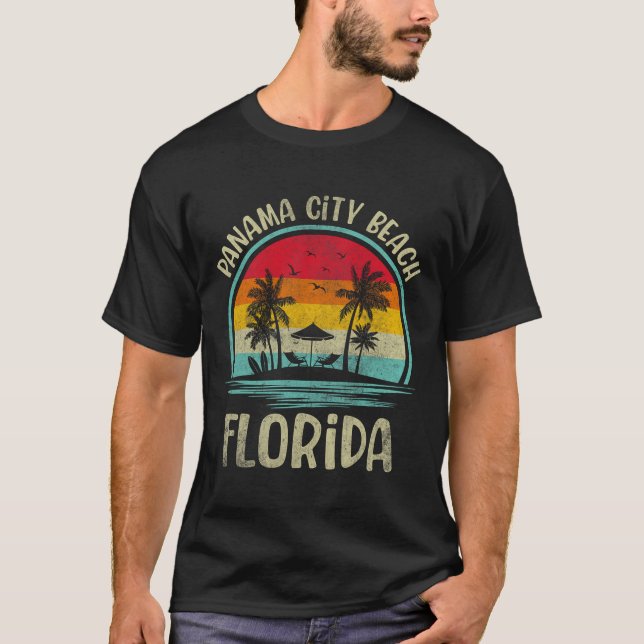Panama City Beach Florida Palm Tree Family Summer  T-Shirt (Front)