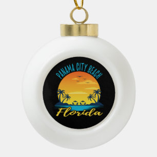 Panama City Beach Florida Palm Trees Beach Ceramic Ball Christmas Ornament