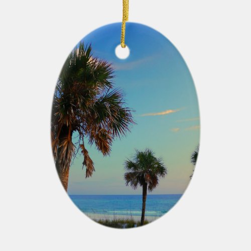 Panama City Beach Florida palm trees Ceramic Ornament