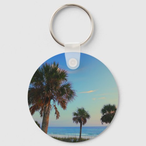 Panama City Beach Florida palm trees Keychain