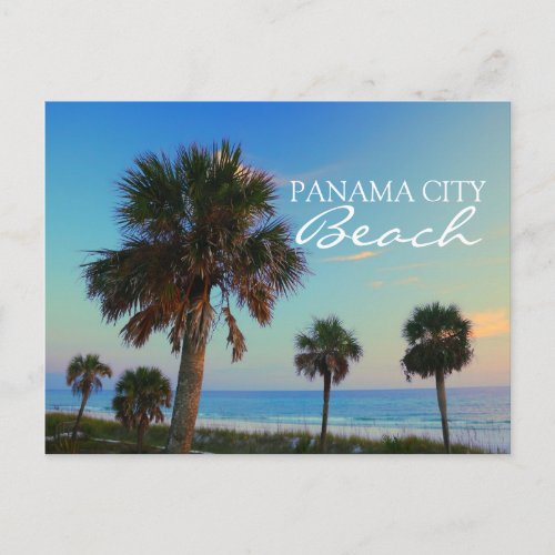 Panama City Beach Florida Palm Trees Sunset Postcard
