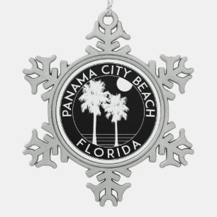 Panama City Beach Florida Snowflake Pewter Christmas Ornament