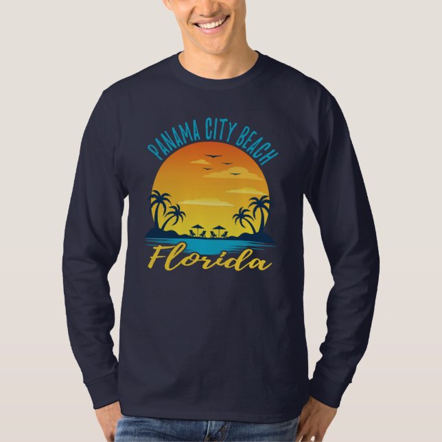Panama City Beach Florida Sunset Retro Vacation T-Shirt (Front)