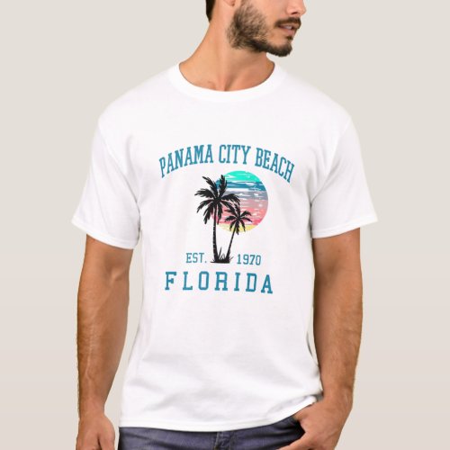 Panama City Beach Florida Vacation Beach Palm Tree T_Shirt