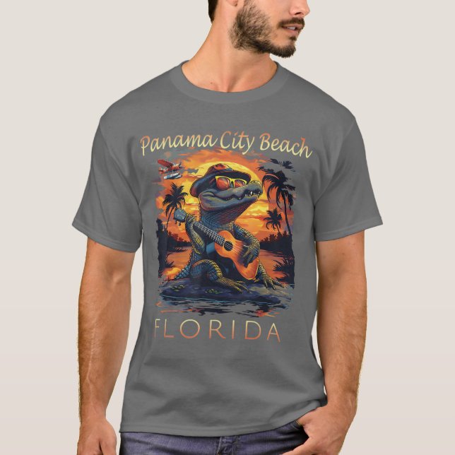 Panama City Beach Florida Vacation Cute Alligator T-Shirt (Front)