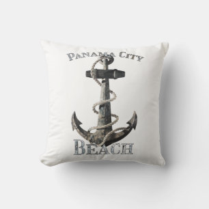 Panama City Beach Florida Vacation Nautical Anchor Throw Pillow