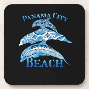Panama City Beach Florida Vacation Tribal Dolphins Beverage Coaster