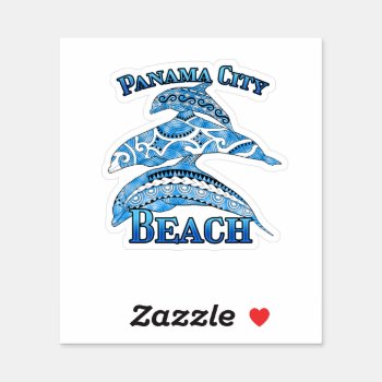 Panama City Beach Florida Vacation Tribal Dolphins Sticker by BailOutIsland at Zazzle