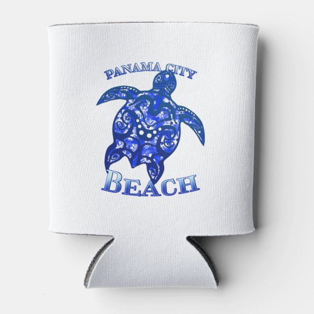Panama City Beach Florida Vacation Tribal Turtle Can Cooler (Front)