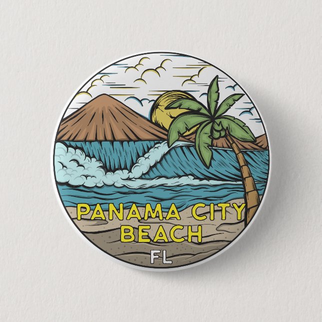 Panama City Beach Florida Vintage Button (Front)