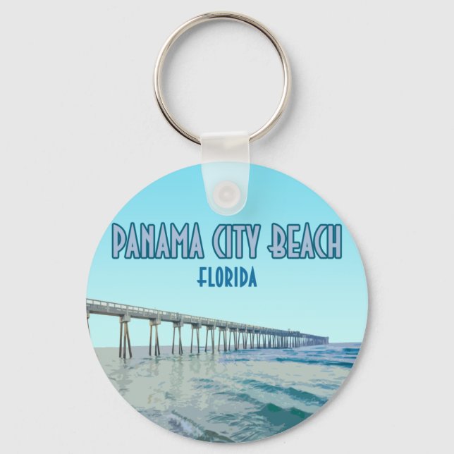 Panama City Beach Florida Vintage Keychain (Front)