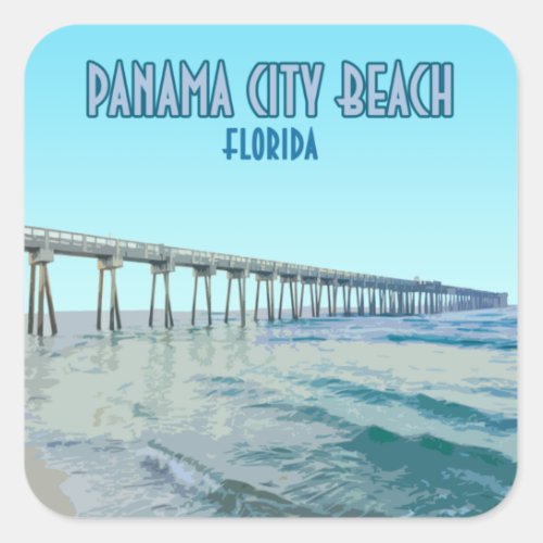 Panama City Beach Florida Vintage Square Sticker