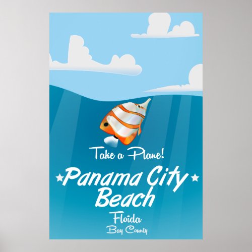 Panama City Beach Florida vintage travel poster Poster