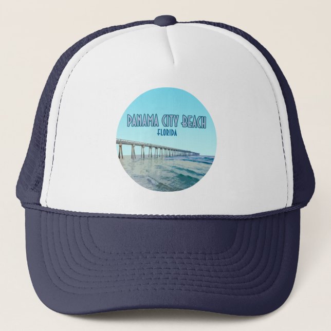 Panama City Beach Florida Vintage Trucker Hat (Front)