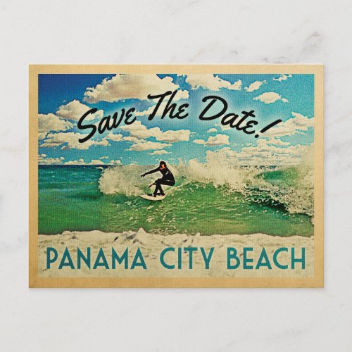 Panama City Beach Save The Date Florida Surfing Announcement Postcard