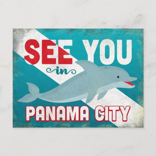 Panama City Dolphin _ Retro Vintage Travel Postcard