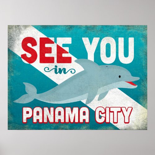 Panama City Dolphin _ Retro Vintage Travel Poster