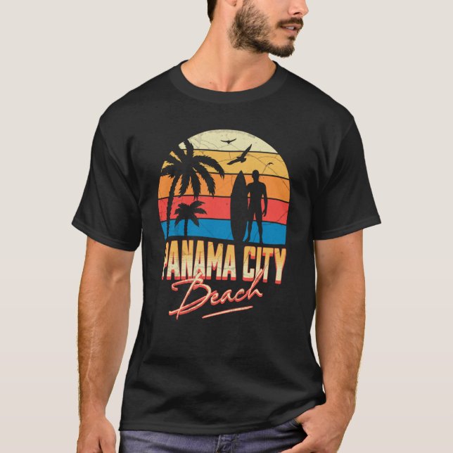 Panama City Florida Beach Surfing Surfer Ocean Sum T-Shirt (Front)