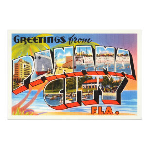 Panama City Florida FL Old Vintage Travel Souvenir Photo Print