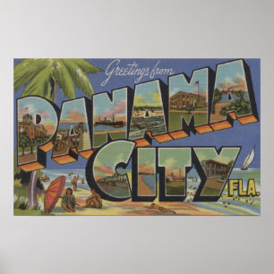 Panama City, Florida - Large Letter Scenes Poster