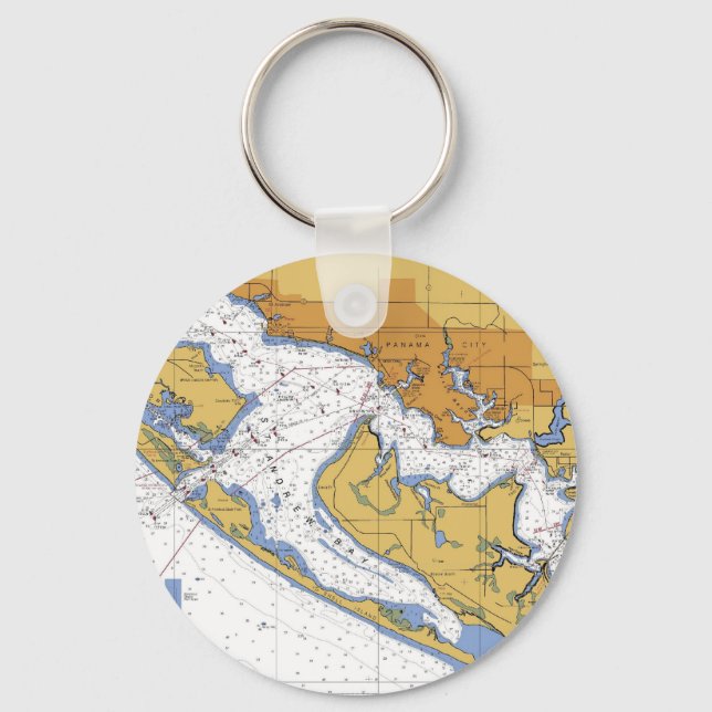 Panama City Florida Nautical Harbor Chart Keychain (Front)