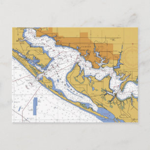 Panama City Florida Nautical Harbor Chart postcard