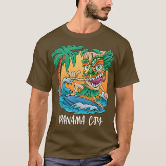 Panama City Florida Palm Tree Surfing Beach Vacati T-Shirt