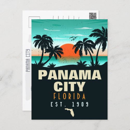 Panama City Florida Retro Sunset Souvenirs 60s Postcard
