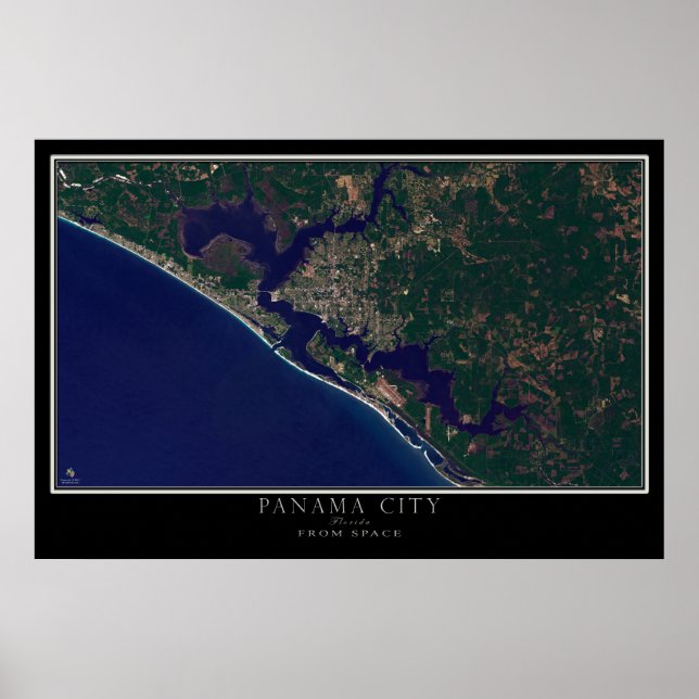 Panama City Florida Satellite Poster Map (Front)