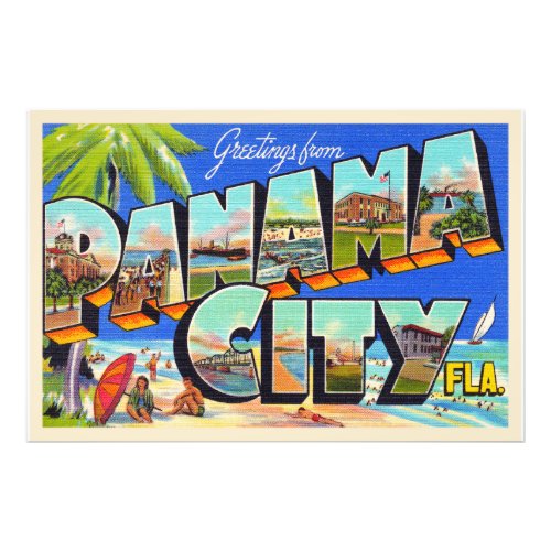 Panama City Florida Vintage Large Letter Postcard Photo Print
