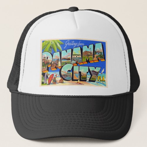 Panama City Florida Vintage Large Letter Postcard Trucker Hat