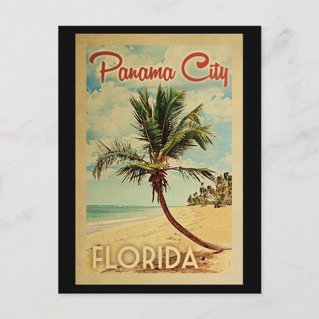 Panama City Palm Tree Vintage Travel Postcard (Front)