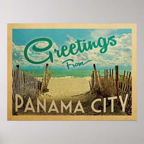 Panama City Poster Beach Vintage Travel