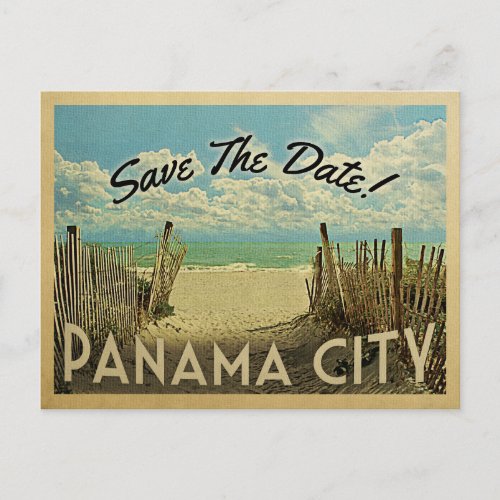Panama City Save The Date Vintage Beach Nautical Announcement Postcard