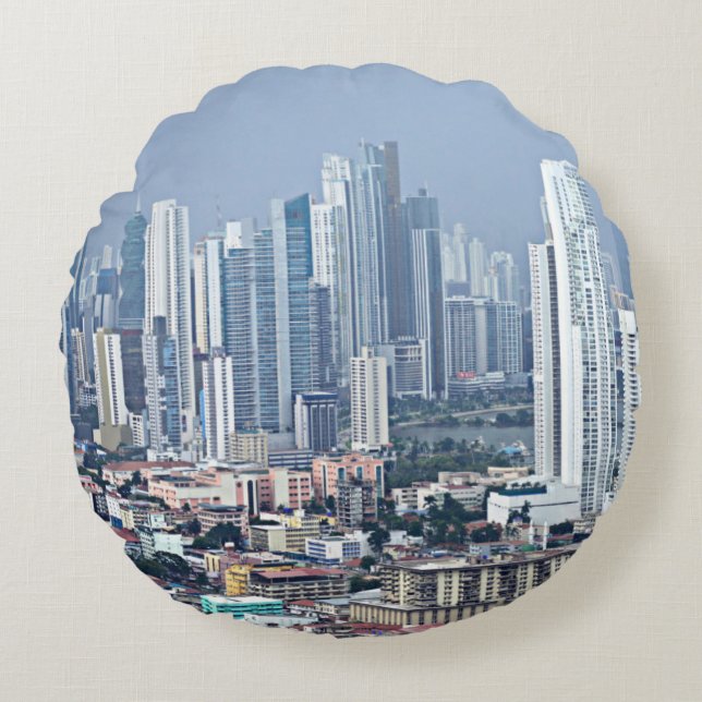 Panama City Skyline Round Pillow (Front)