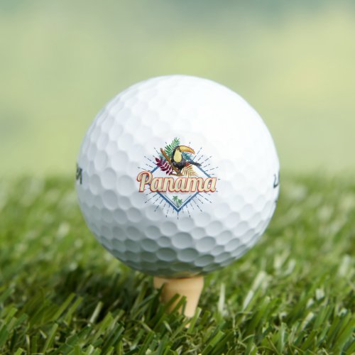 Panama City Toucan Retro Palm Trees Vintage Golf Balls